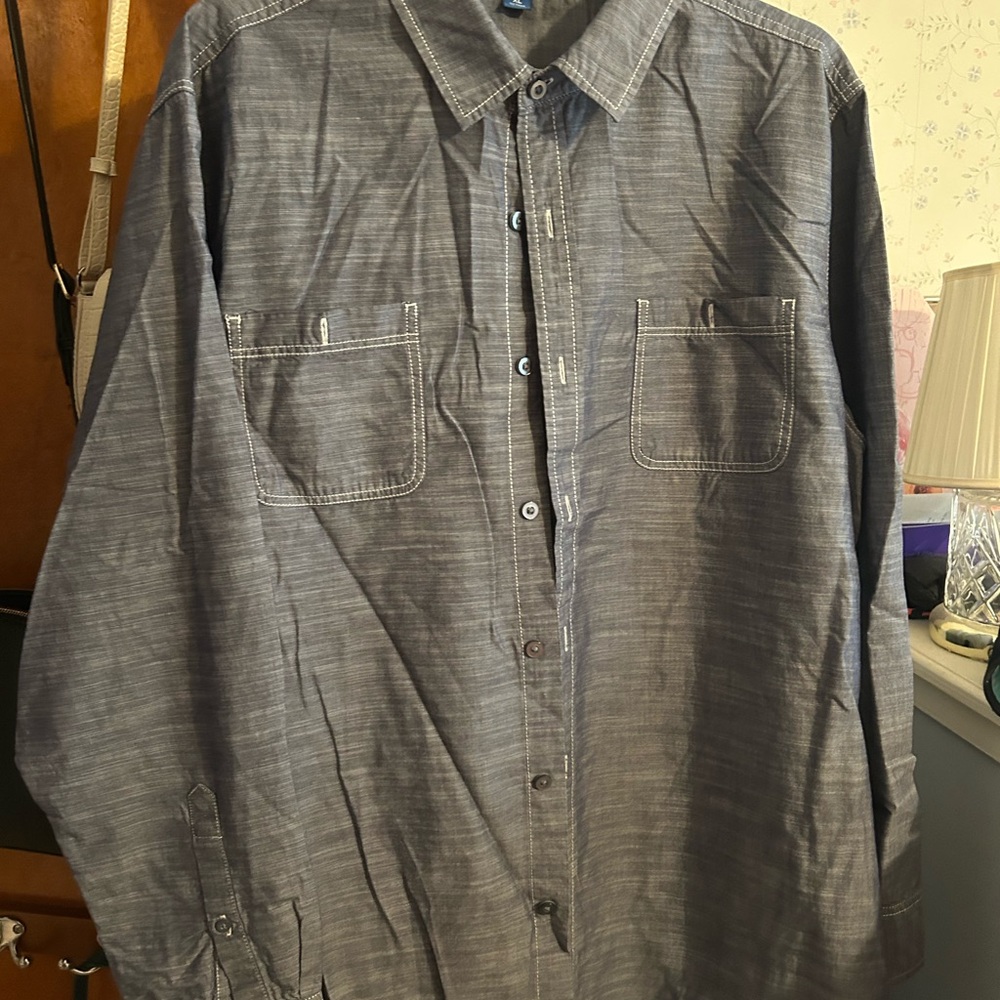 Port Authority Men's Dark Gray Button-Up Shirt